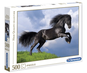 Puzzle caballo negro con 500 piezas, High Quality Collection CLEMENTONI.