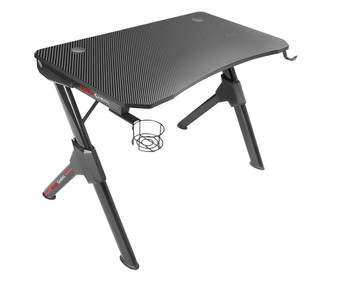 Mesa gaming MARS GAMING MGD, superficie ergonómica, soportes auriculares y bebida.